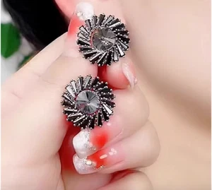 Pendientes vintage girasol negro - Imagen 1 de 4