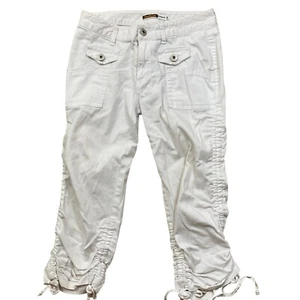 Southpole Y2K VTG Capri Crop Pants Womens 3 White Solid Low Rise Streetwear 90s - Picture 1 of 9