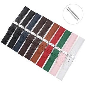 Universal Echt Leder Uhrenarmband Armband Butterfly Verschluss 12mm-24mm - Bild 1 von 12