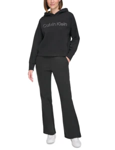 Calvin Klein Performance Women Logo Drop Shoulder Fleece Hoodie Black Size M - Picture 1 of 1