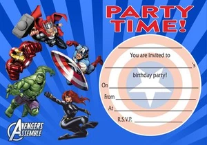 Pack of 10 Avengers Invitations With Envelopes & Banner Offer - Picture 1 of 2