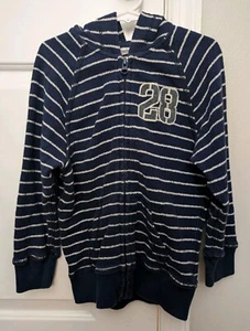 Disney Parks Sweater Kids Mickey 28 Mouse Hood Blue Striped Disneyland Size XS 6 - Picture 1 of 6