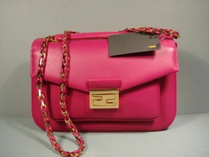 Fendi Fucsia Cuero Rosa Oro Correa Baguette Bolso de Hombro Cartera NUEVO - Imagen 1 de 12