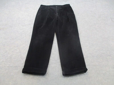 Jos A Bank Pants Mens 38 Black Chino Pleated Corduroy Cuffed VINTAGE 38x32 - Изображение 1 из 4