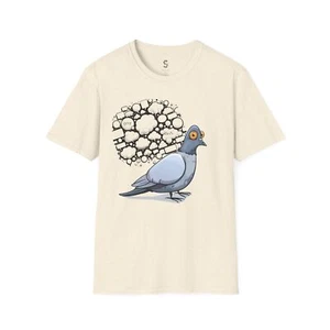 Funny Cartoon Pigeon T-Shirt, Cute Bird Tee, Animal Lover Gift, Graphic Print - Picture 1 of 21