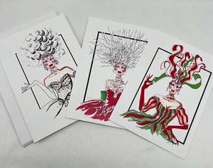 Set of 3 Mistinguett Showgirls Holiday Collection Artist Design Christmas Cards - Picture 1 of 4