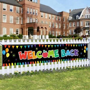Welcome Back To School Banner Supplies First Day multicolored - Picture 1 of 7