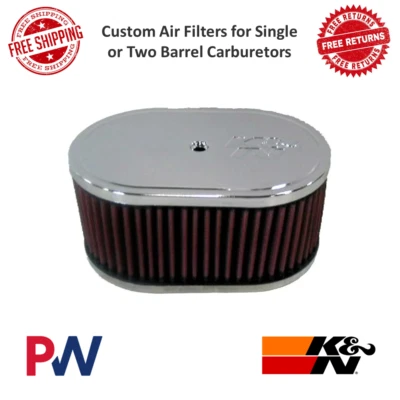 K&N Custom Racing Oval Air Cleaner Assembly For Single Or Two Barrel Carburetors - Image 1 of 4