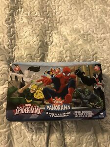 Marvel Ultimate Spiderman 3 Puzzles 1 Large Panorama in Tin 211 Pieces Set