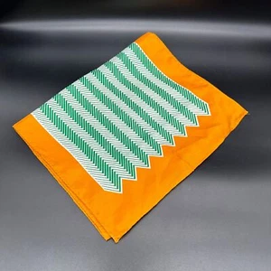 Vintage Long Scarf Sally Gee 1960s Orange Green Zig Zag Japan Polyester MCM - Picture 1 of 8