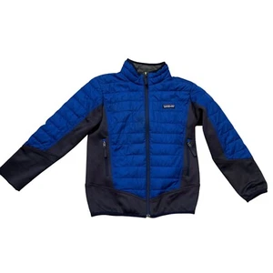 Patagonia Boys Blue Full-Zip Lightweight Puffer Jacket With Fleece Panels boys 7 - Picture 1 of 11