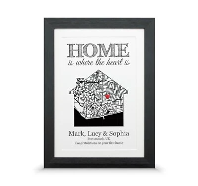 Personalised new home map print | House warming gift | 1st first house present - Image 1 of 4