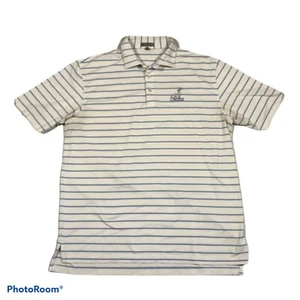Peter Millar Summer Comfort Sanctuary Golf Poloshirt blau gestreift XL *Fleck* - Bild 1 von 8