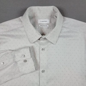 Calvin Klein Slim No-Iron Stretch Button Long Sleeve Shirt AOP Large 16-32/33 - Picture 1 of 19