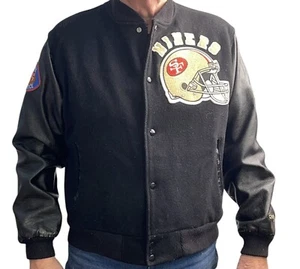 Vintage 90s Chalk Line SF 49ers Wool Varsity Jacket Mens M NFL Black - Bild 1 von 17