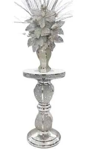 Silber Tisch und Vase mit Blumen Mosaik Crushed Crystal Romany Glitzer Bling - Bild 1 von 4