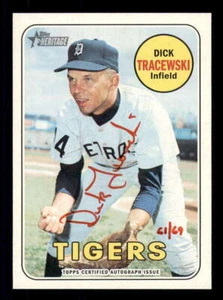 2018 Topps Heritage Real One Autograph/Auto Red Ink Dick Tracewski Tigers 61/69 - Picture 1 of 2