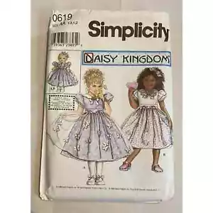 SIMPLICITY PATTERN 0619 DRESSES GIRLS SIZES 1/2 1 2 DOLL 18" UNCUT VINTAGE - Picture 1 of 5