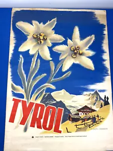 WoW! C.1950 Poster "TIROL" Stato AUSTRIA, Regione Sciistica, Storico, Innsbrunk - Foto 1 di 23