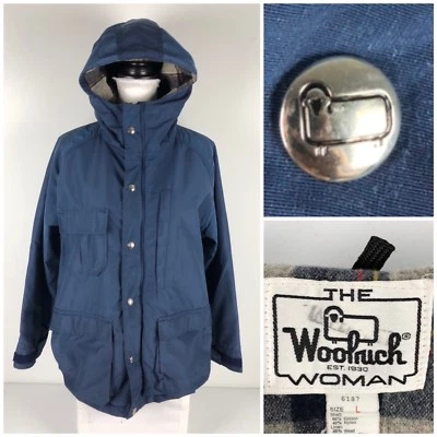 Woolrich женщин большой куртка хлопок нейлона смесь капюшон сделано в США винтажная парка - Изображение 1 из 4