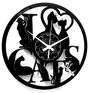 OROLOGIO DA PARETE ARTIGIANALE Arredamento Animali Casa GATTO GATTI I LOVE CATS - Foto 1 di 5