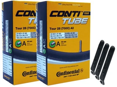 MOTAGO 2x Conti Fahrradschlauch 28 Zoll Autoventil 32-622/47-622 (Tour) + 3 Reifenheber