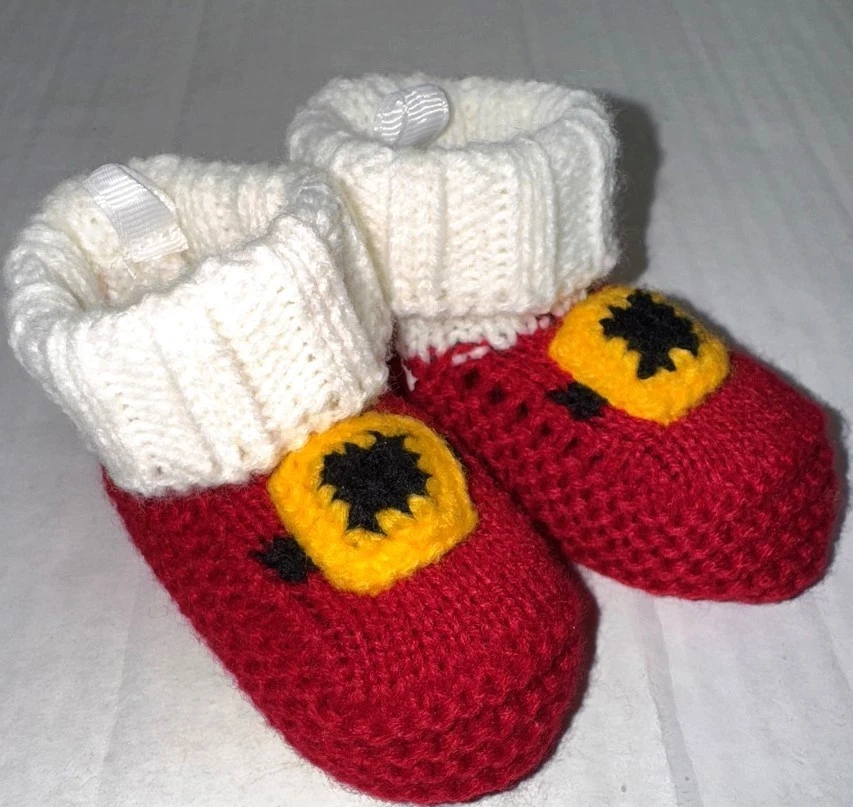 Botines de punto LITTLE WONDERS rojo/blanco motivo SANTA 0-6 meses Foto 1 de 1