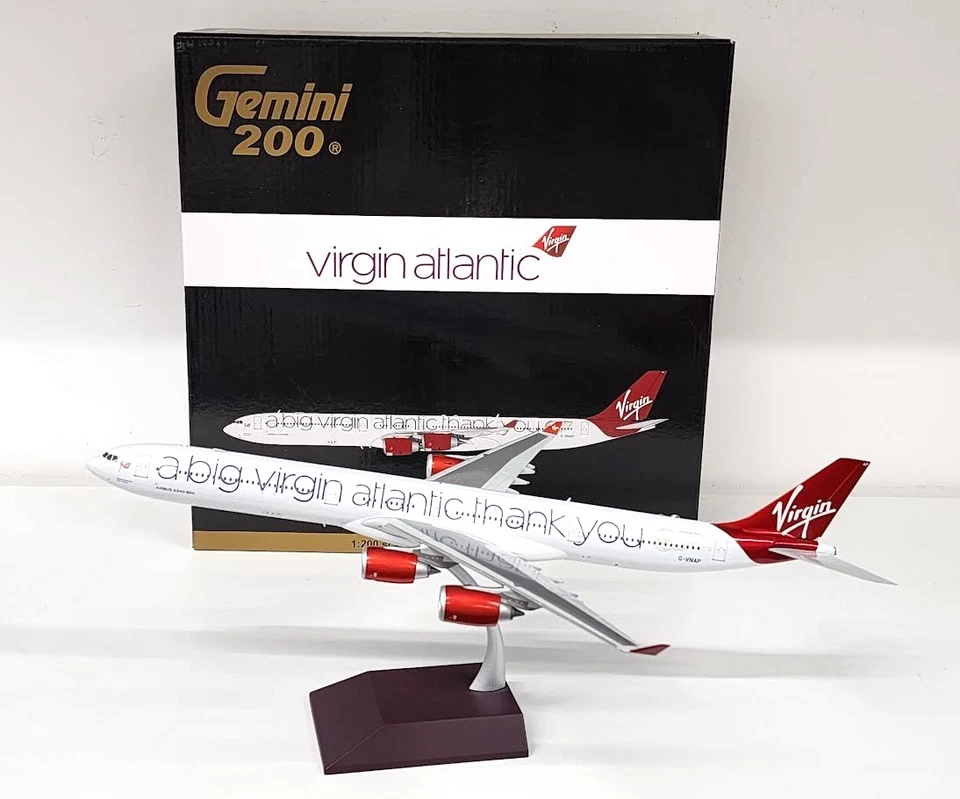 Gemini200 Airbus A340-600 Virgin Atlantic G-VNAP 'a big thank you' (with stand) - Image 1 of 2