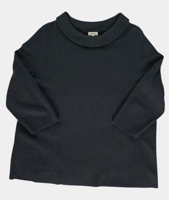 Talbots Negro Cuello Barco Peso Medio Tejido Manga 3/4 Pullover Carrera Top, 2X Foto 1 de 4