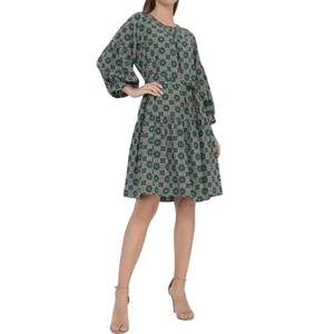 MaxMara Weekend Margie Green Print Silk Dress 12 - Picture 1 of 8