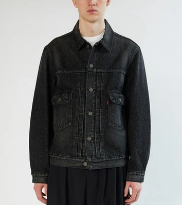 LEVI'S 男式卡车司机 2 型高级牛仔黑色夹克,尺寸 L — 第 1/4 张图片