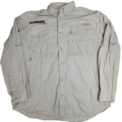 Camisa de pesca Columbia PFG Evinrude E-TEC manga larga bronceada para hombre XL Foto 1 de 4