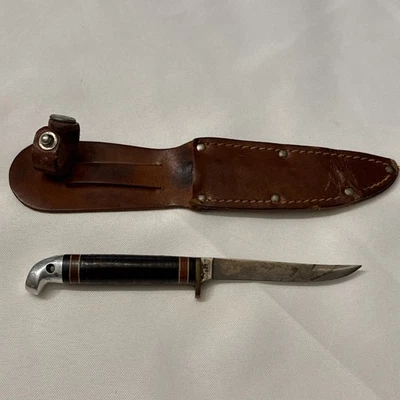 Vintage Western L28 Bird & Trout Knife Leather Sheath Boulder, Colo. USA - Image 1 of 4