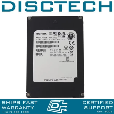 Toshiba MK1001GRZB 100GB 6Gbps SLC SAS Solid State Drive SSD - Image 1 of 3