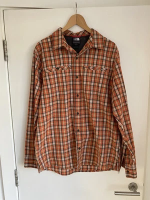Mens Medium The North Face Gator Shirt Orange Check Long Sleeve Zip Pocket VGC - Image 1 of 4