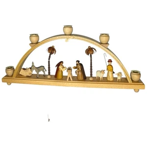 RAR Erzgebirge Richard Gläser 19" Deutsche Krippe 5 Kerzenbogen Tropische Palmen - Bild 1 von 19