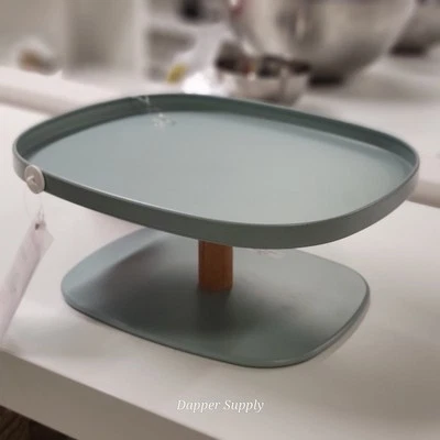 IKEA KRUSTISTEL Serving Stand Bamboo/Turquoise 9x5x11" New  - Image 1 of 4