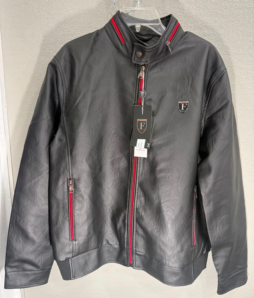 NUEVO CON ETIQUETAS COLECCIÓN F Chaqueta Hombre Cuero Negro Rojo Ribete. Talla L. Estilo: M1754 Foto 1 de 4