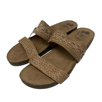Jellypop Shoes Womens Size 8.5M Tanzan Woven Slides Sandal Beach Resort Brown - Image 1 of 4
