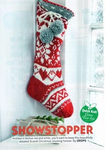 ~ Pull-Out Knitting Pattern For Jolly Pompom Trim Fair Isle Christmas Stocking ~ - Picture 1 of 1