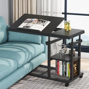 BYBLIGHT 31,5 pulgadas Tablero de partículas de mesa móvil negro ajustable en altura en forma de C - Imagen 1 de 8