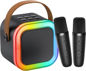 Mini Karaoke Machine Kids Adults with 2 Wireless Microphones, Portable Blueto... - Picture 1 of 12