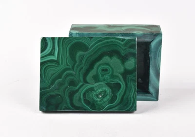 Malachite Jewelry Box Handmade in Congo  5.2 cm   # 21824 - Image 1 of 4