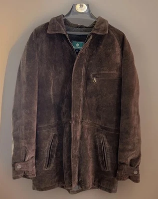 NICE Vintage RF Jacket Large Suede Brown Barn Chore Coat Heavy Zip - Image 1 of 4