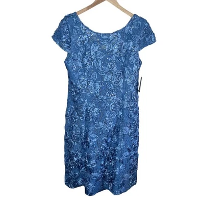 Alex Evenings Rosette A-Line Dress Blue Formal Dress 16P - Image 1 of 4