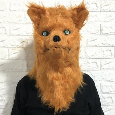 Cartoon Animal Wolf Fox Head Mask Headgear Movable Mouth Cosplay Costumes Props - Image 1 of 4