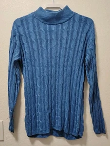 Maglione donna Saks Fifth Avenue blu girocollo manica lunga tg large seta - Foto 1 di 10
