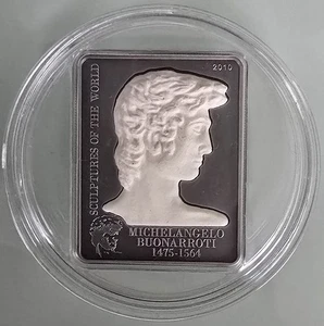 MDS COOK ISLANDS 5 DOLLARS 2010 "MICHELANGELOS DAVID", SILBER + MARMOR - Picture 1 of 3