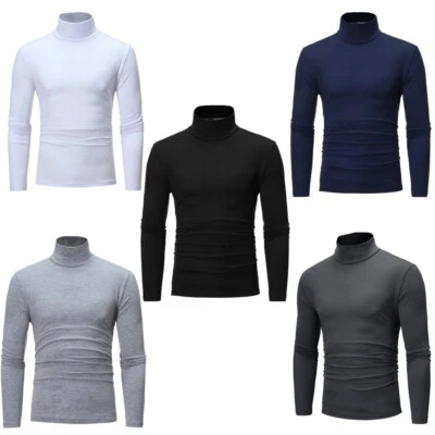 Herren Thermohemd mit Rollkragen langärmlig Baumwolle T-Shirt Slim Fit Pullover - Bild 1 von 2