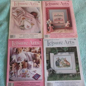 Vintage Lot LEISURE ARTS Craft Magazines Cross Stitch Knit 100+ Projects 80s/90s - Picture 1 of 11